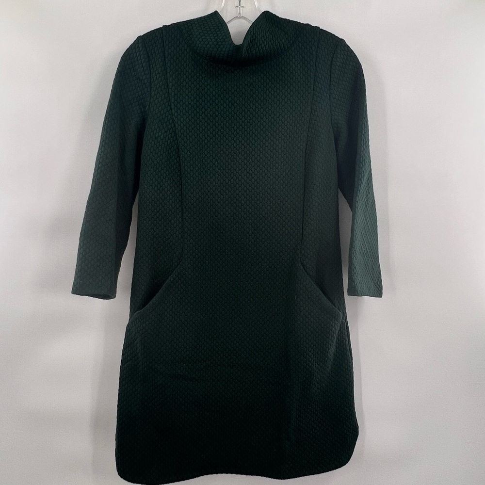 Boden green quilt dress short sleeve mock collar size 6R